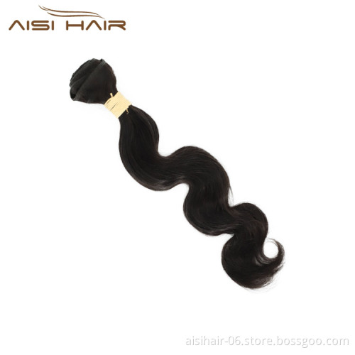 Aisi Hair Top Quality Cheap Wholesale Vendor Natural Black Color Body Wave 100% Brazilian Human Hair Weave Bundles